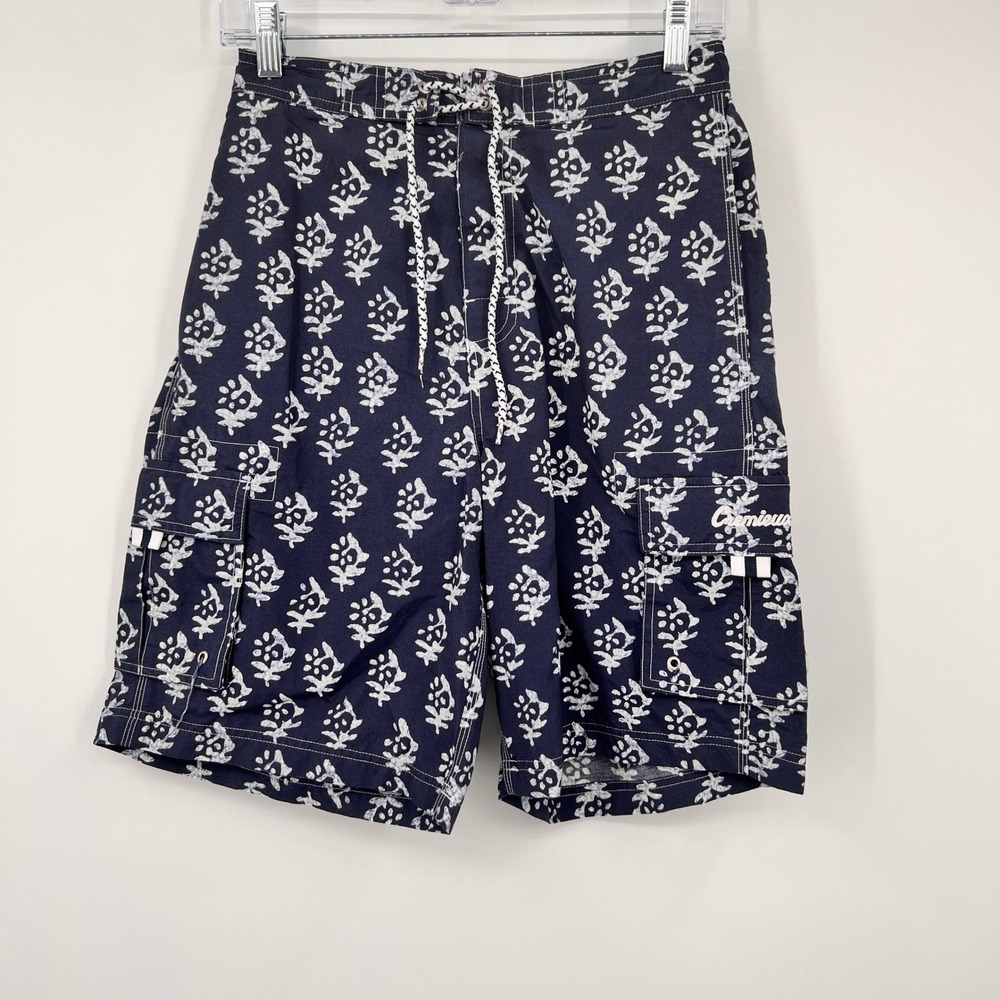 VTG Daniel Cremieux Surf Gear Mens Small Navy Blue Floral Cargo Board Short Swim